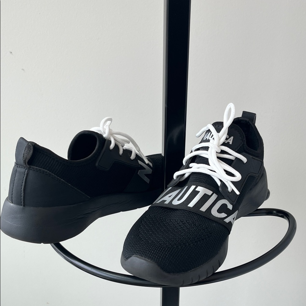 Nautica Black Athletic Shoes with White Accents